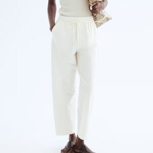H&M NWT linen-blend white drawstring pants size medium